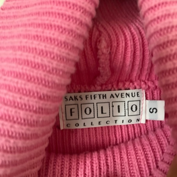 Vintage 90s SAKS Fifth Avenue Folio Collection Pink Knit Turtleneck Sweater Top - Picture 2 of 7